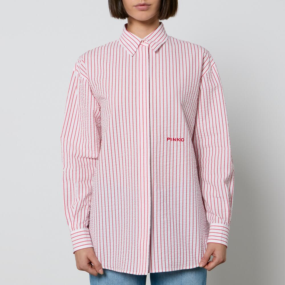 Pinko Bridport 1 Rigato Striped Seersucker Shirt Cover