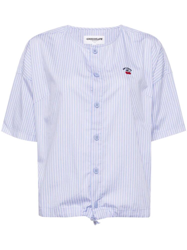 CHOCOOLATE cherry-embroidered striped shirt - Blue Cover