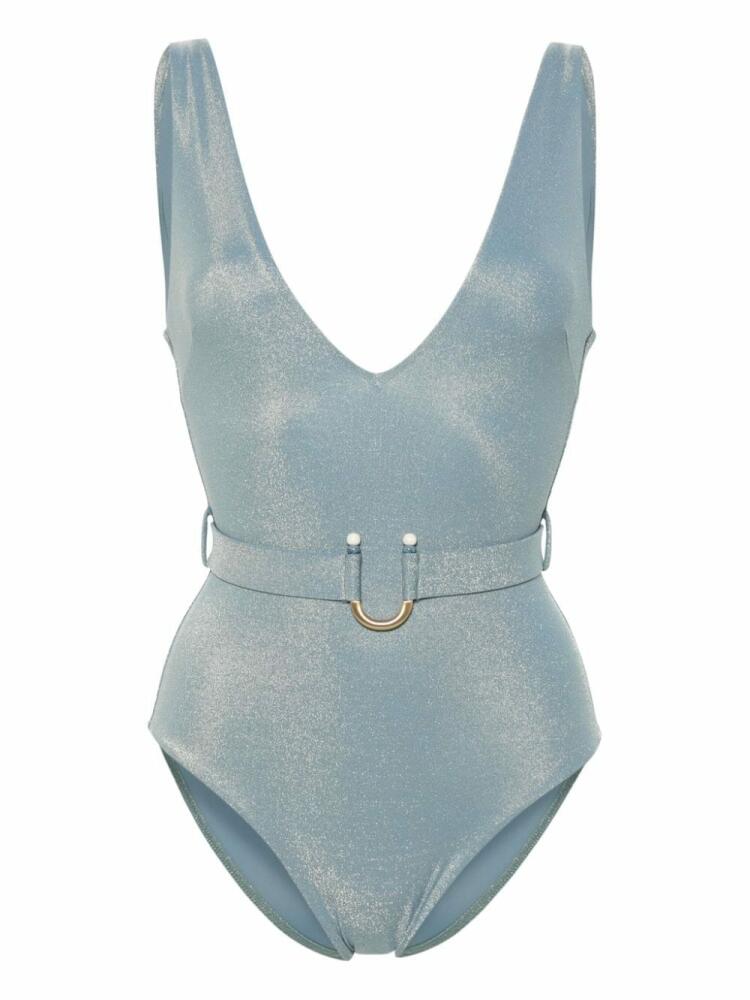 ZIMMERMANN Waverly Lurex belted swimsuit - Blue Cover