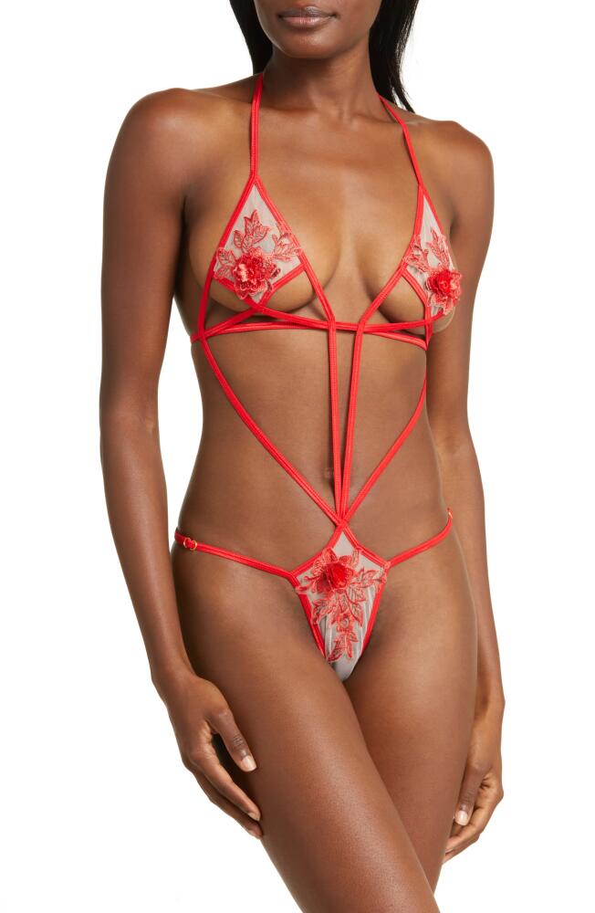 Coquette Floral Appliqué Teddy in Red Cover