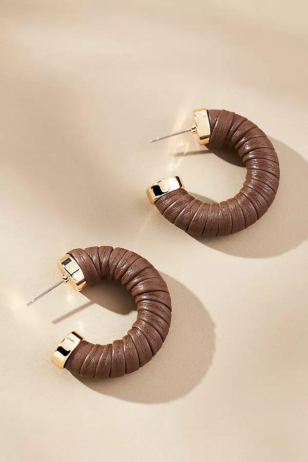 By Anthropologie Faux-Leather Wrapped Hoop Earrings Cover