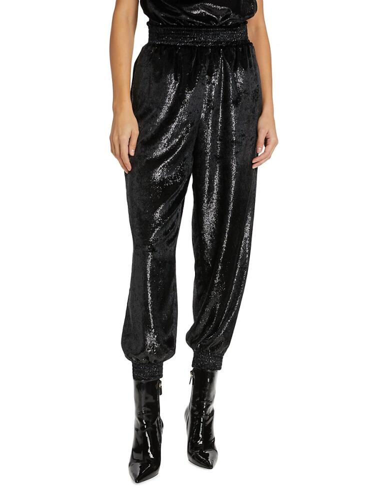 7 For All Mankind Women's High Shine Velvet Jogger Pants - Black Cover