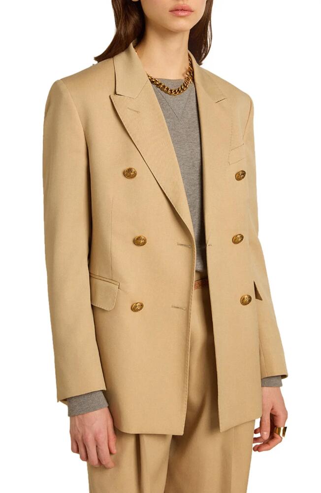 Golden Goose Double Breasted Virgin Wool Blazer in Sand Cover