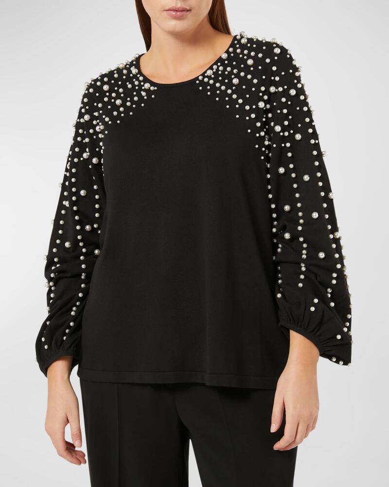 Marina Rinaldi Plus Size Nelson Beaded Blouson-Sleeve Pullover Cover