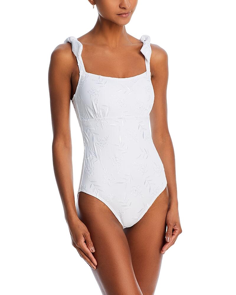 Tommy Bahama Eyelet Hideaway Square Neck One Piece Swimsuit Cover