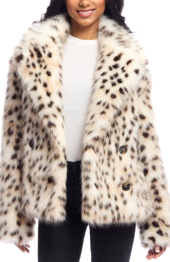 DONNA SALYERS FABULOUS FURS Sofia Swish Faux Fur Coat in Snow Leopard Cover