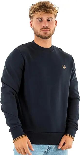 Fred Perry Crew Neck Sweatshirt (Navy/Dark Caramel) Men's Sweatshirt Cover