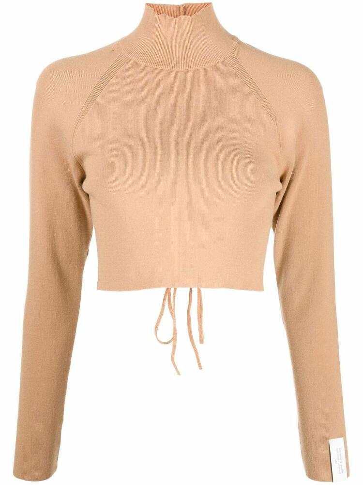 Rokh open-back cropped knitted jumper - Brown Cover