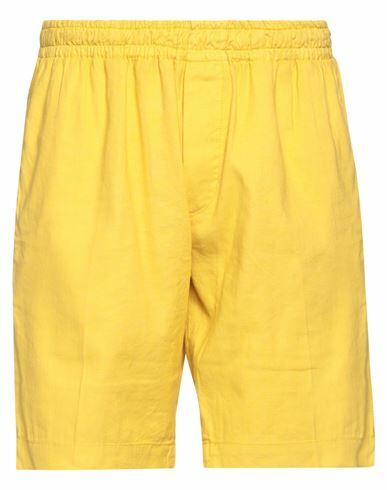 Entre Amis Man Shorts & Bermuda Shorts Ocher Linen, Cotton, Elastane Cover