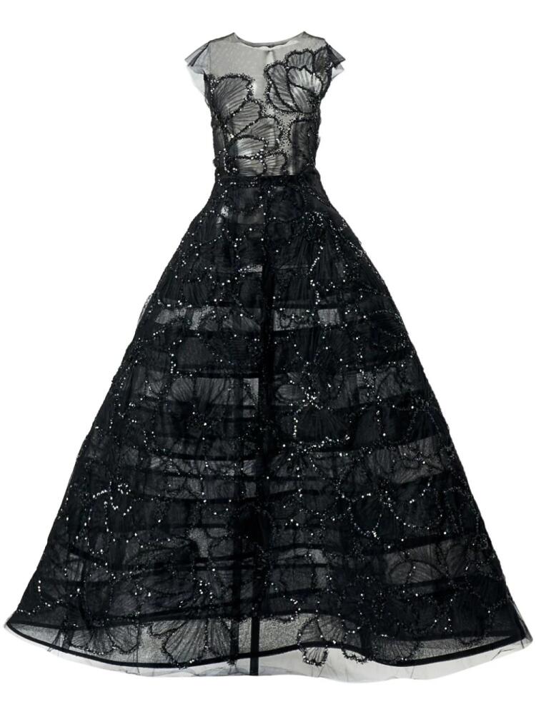 Carolina Herrera embroidered floral gown - Black Cover