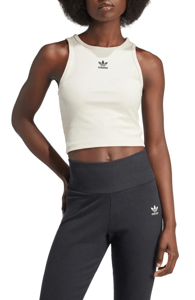 adidas Essentials Lifestyle Rib Crop Tank Top in Wonder White Cover