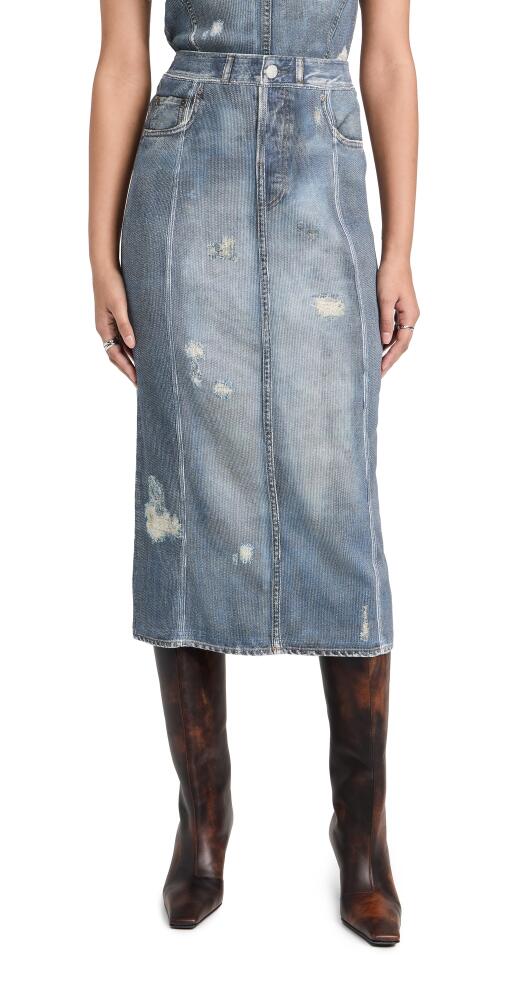 Acne Studios Etty Denim Trompe L'oeil Midi Skirt Denim Blue Cover