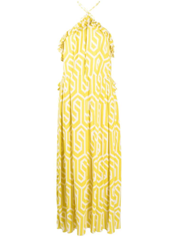 Bambah geometric-print ruffled dress - Yellow Cover