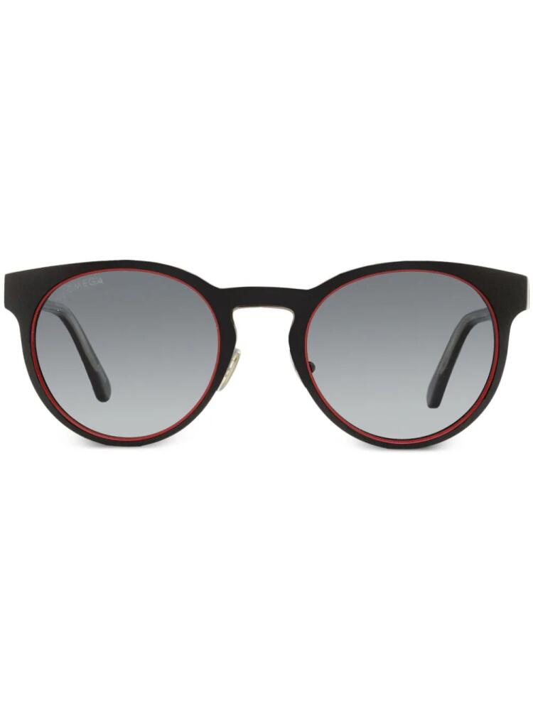 OMEGA EYEWEAR matte-finish round-frame sunglasses - Black Cover