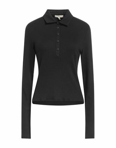 Rag & Bone Woman Polo shirt Black Organic cotton, Elastane Cover