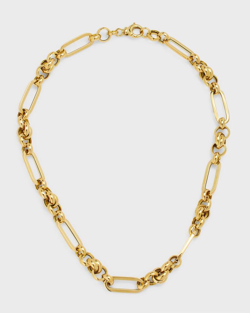 Piazza Italia by Alberto Milani 18K Yellow Gold Alternating Paper Clip Chain Necklace Cover