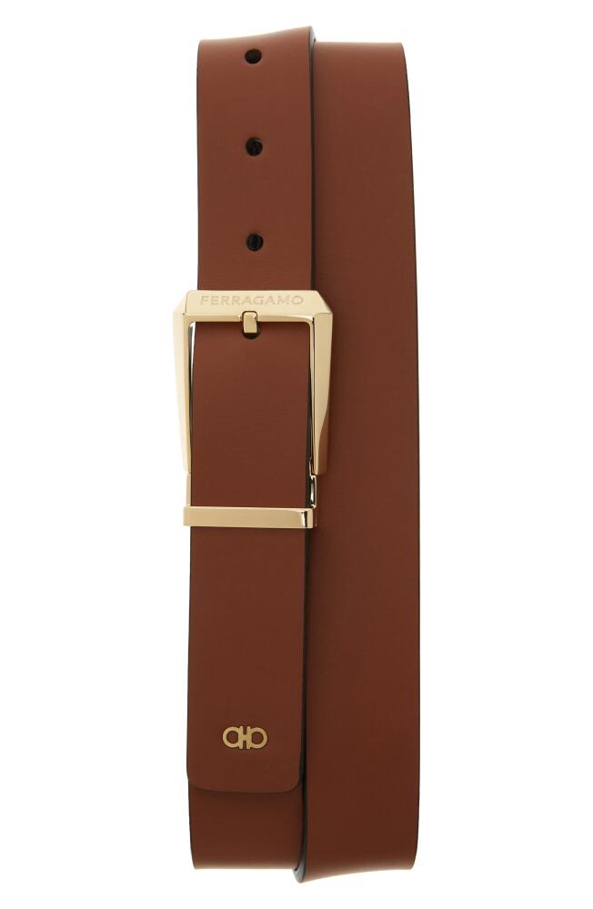 FERRAGAMO Reversible Leather Belt in New Cognac Nero Cover