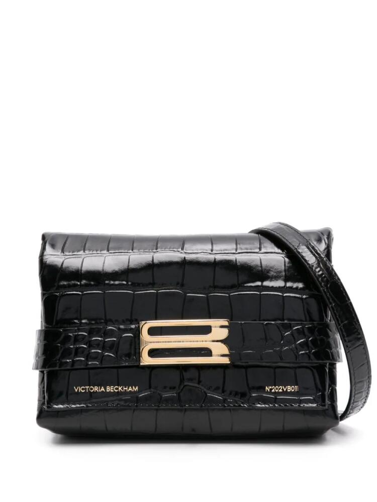 Victoria Beckham Frame embossed-crocodile crossbody bag - Black Cover