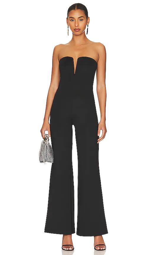 Good American Strapless V Scuba Jumpsuit in Black Cover