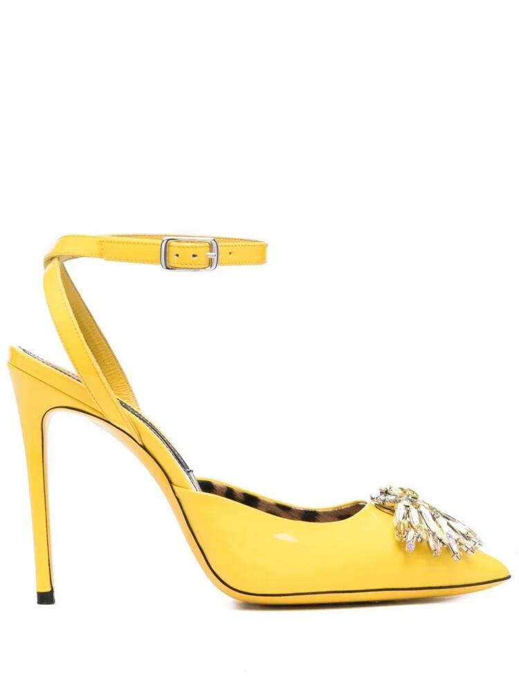 Philipp Plein vernice 110mm crystal-embellished pumps - Yellow Cover