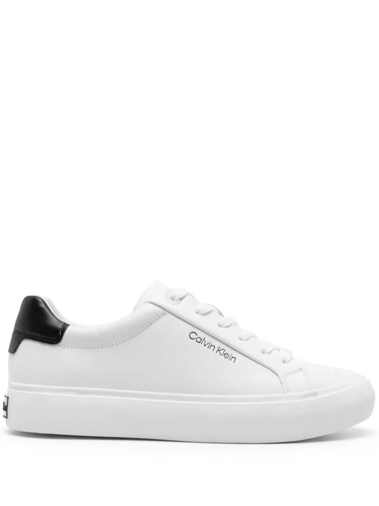 Calvin Klein logo-debossed leather snekaers - White Cover