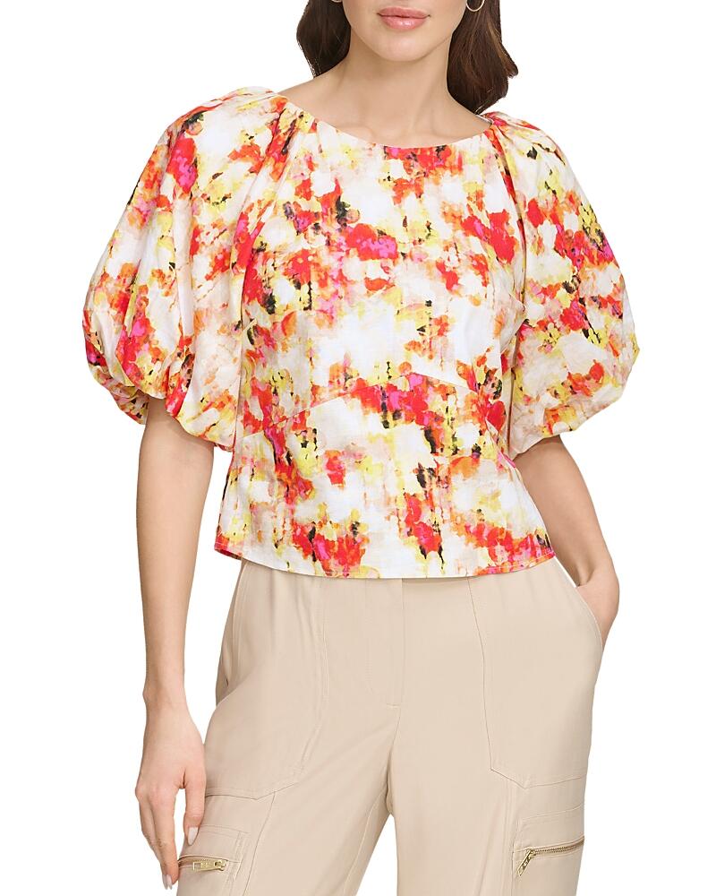 Dkny Printed Puff Sleeve Top Cover