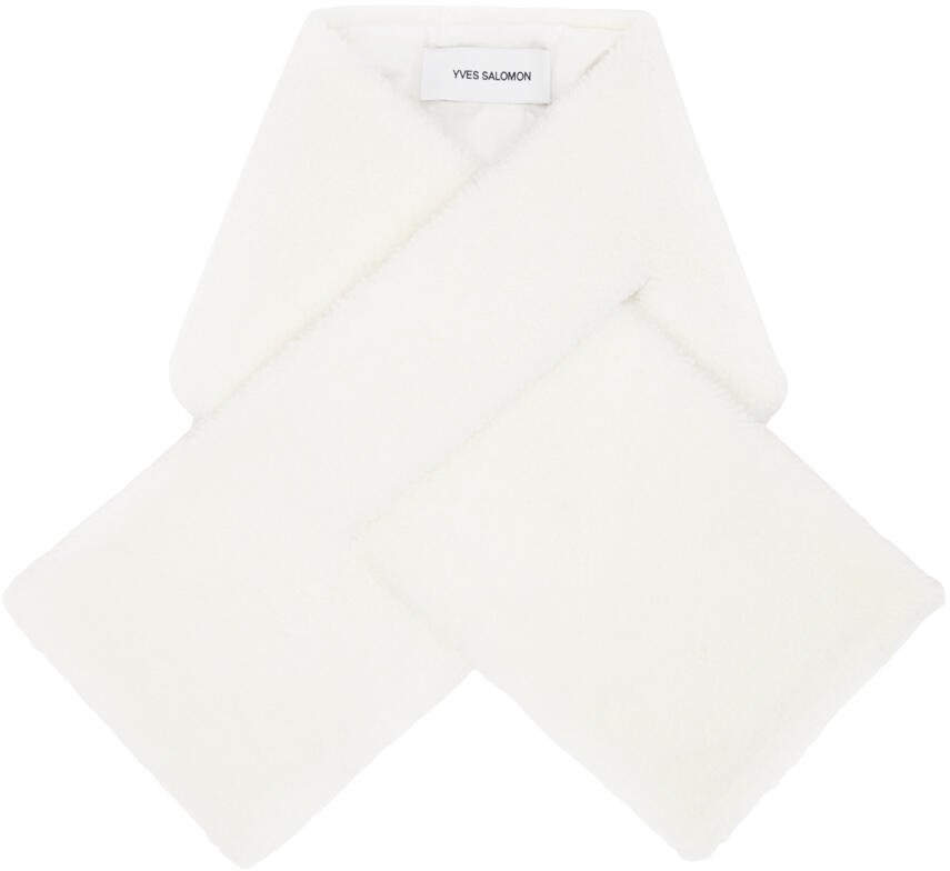 Yves Salomon White Technique Down Shearling Scarf Cover