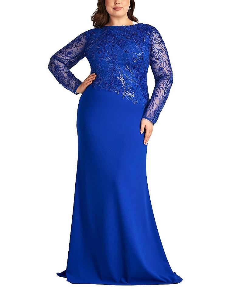 Tadashi Shoji Ren Bead Embroidered Crepe Gown - Plus Size Cover