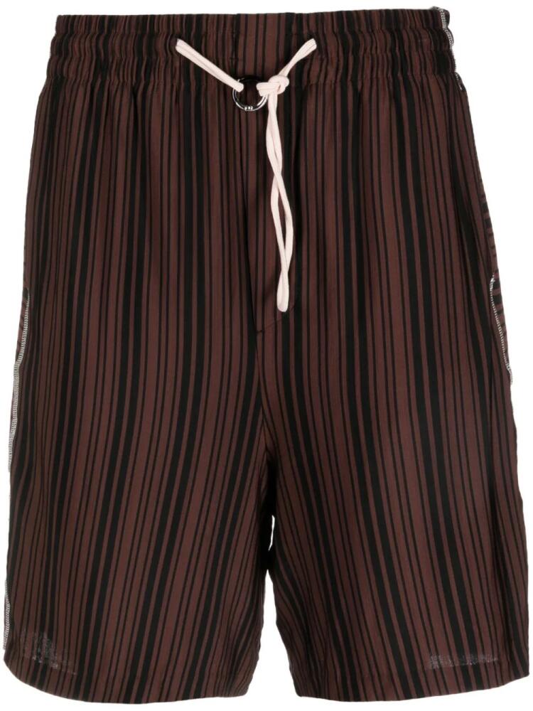 Sunnei striped drawstring-waist shorts - Brown Cover