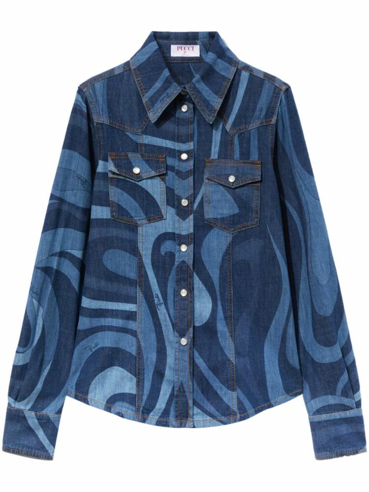 PUCCI Marmo-print denim shirt - Blue Cover