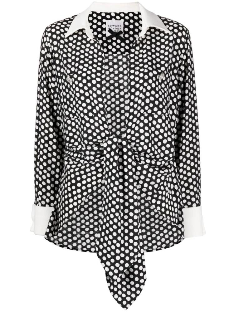 Edward Achour Paris polka dot print long-sleeved blouse - Black Cover