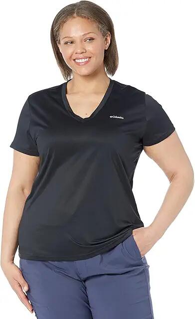 Columbia Hike Short Sleeve V-Neck (Black) Women's Clothing Cover