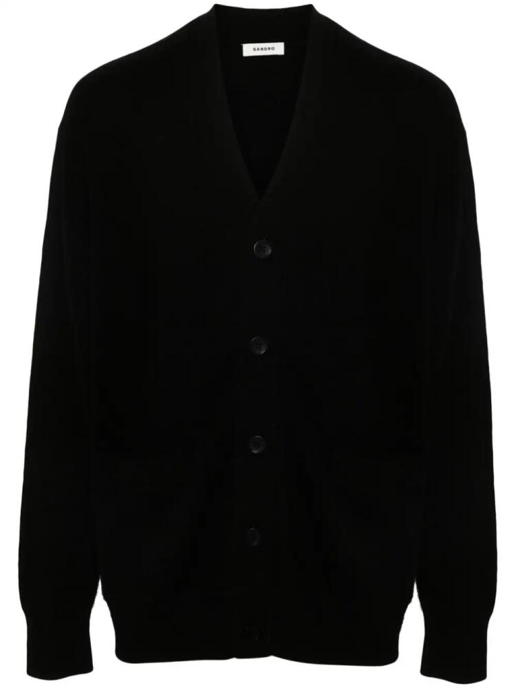 SANDRO V-neck knitted cardigan - Black Cover