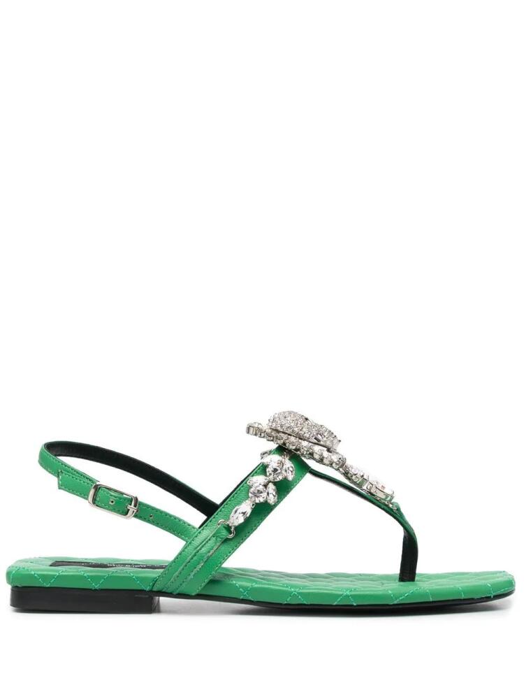 Philipp Plein Crystal Skull embellished sandals - Green Cover