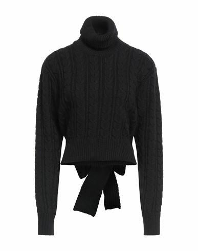 Mm6 Maison Margiela Woman Turtleneck Black Acetate, Virgin Wool Cover