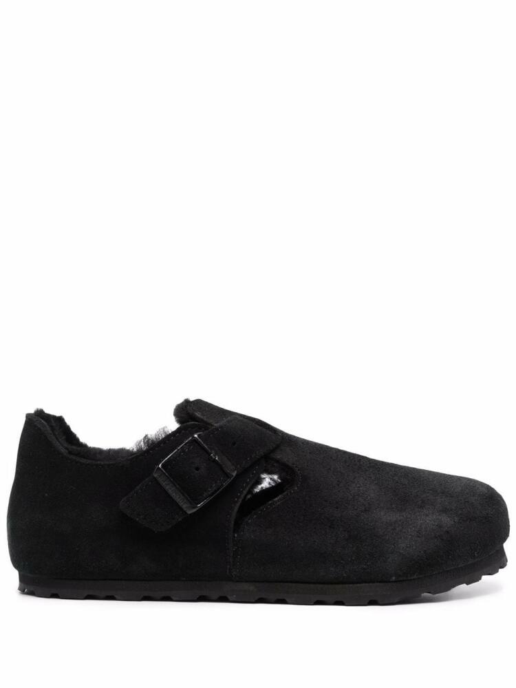 Birkenstock logo-print suede slippers - Black Cover