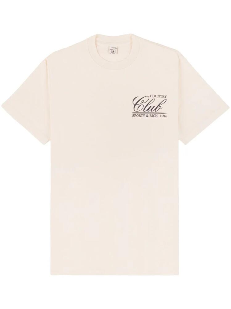 Sporty & Rich logo-print cotton T-shirt - Neutrals Cover