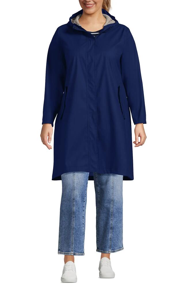 Lands' End Plus Size Squall Rain Slicker Coat in Liberty Blue Cover