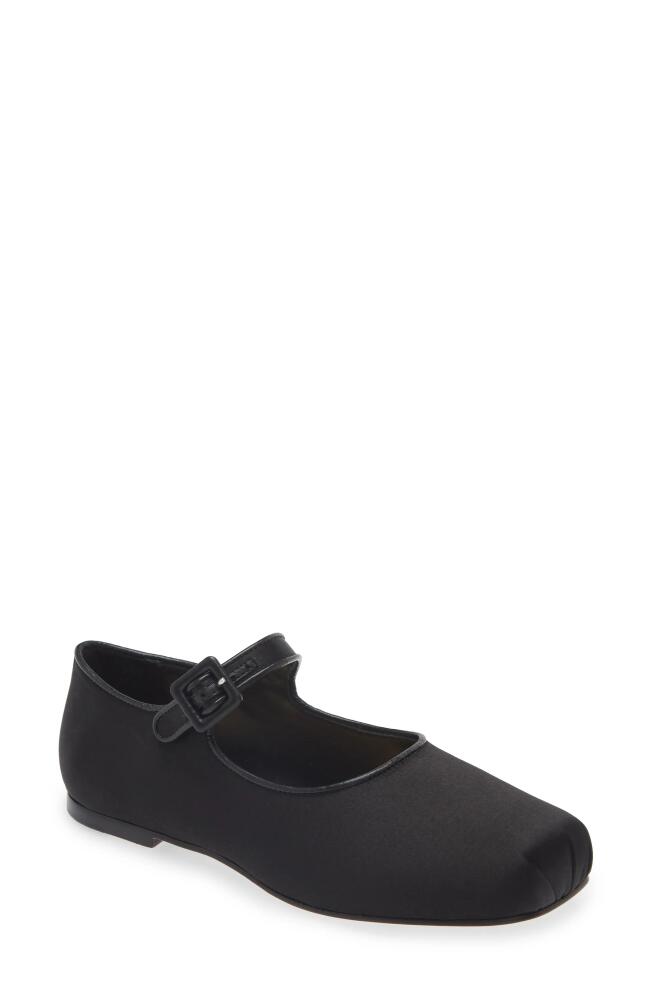 Sandy Liang Pointe Mary Jane Flat in Black Satin Cover