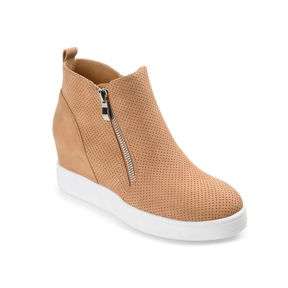 Journee Collection Wide Width Pennelope HighTop Wedge Sneaker | Women's | Light Brown Cover