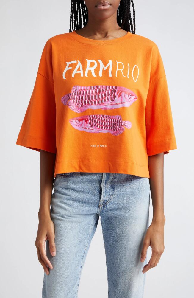 FARM Rio Tropical Fish Cotton Graphic T-Shirt in Orange Cover