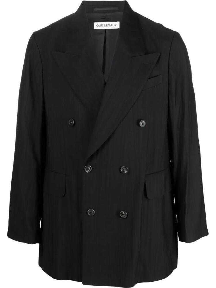 OUR LEGACY crease-effect double-breasted blazer - Black Cover