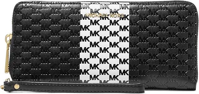 MICHAEL Michael Kors Jet Set Travel Continental (Black/Optic White) Checkbook Wallet Cover