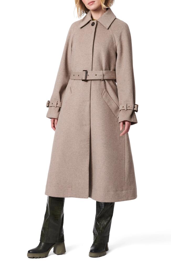 Bernardo Belted Wool Blend Melton Coat in Heather Taupe Cover