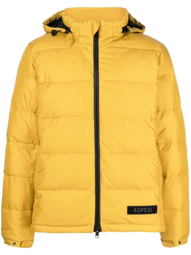 ASPESI logo-patch down puffer jacket - Yellow Cover