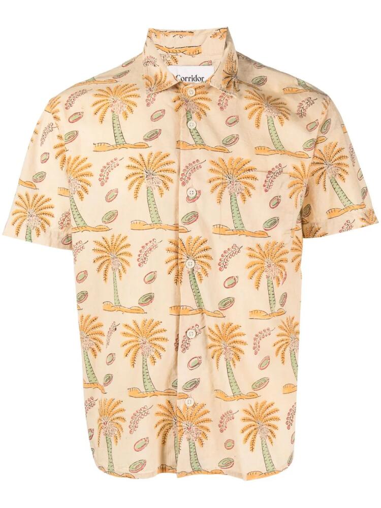 Corridor palm-tree print cotton shirt - Neutrals Cover