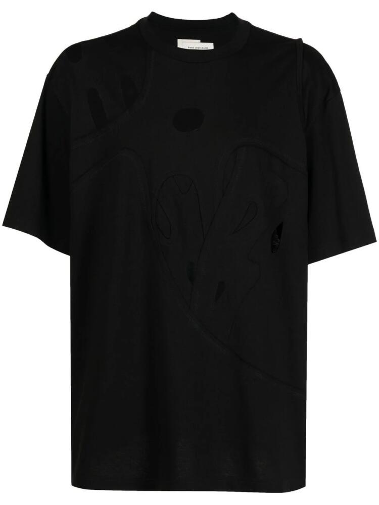 Feng Chen Wang cut-out detail cotton T-shirt - Black Cover