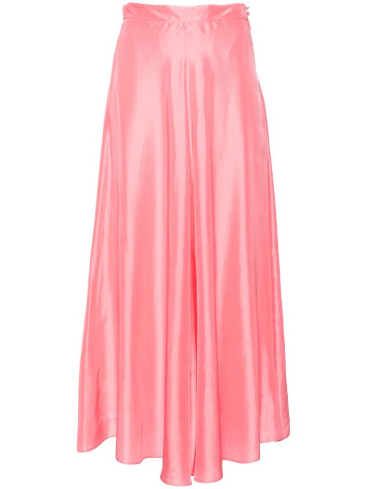 Forte Forte A-line silk midi skirt - Pink Cover