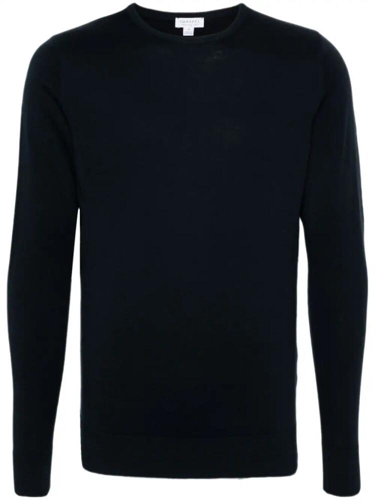 Sunspel fine-knit merino jumper - Blue Cover