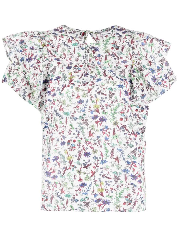 Tommy Hilfiger floral-print cotton-blend blouse - White Cover